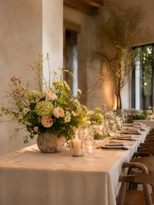 Fiori per ristorante e spazio dedicato all'accoglienza
